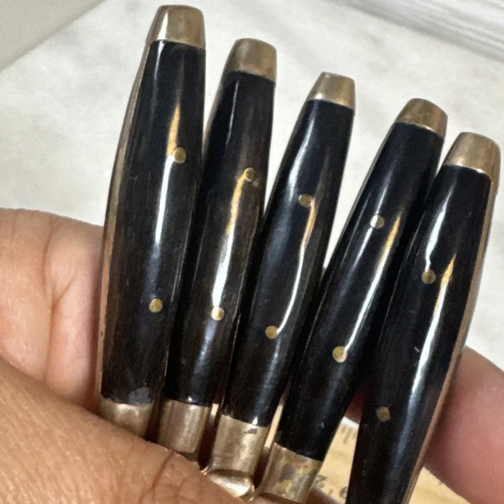 Vintage - SET of 6- Thailand BRASS & TEAKWOOD - Cocktail FORKS - 1960's